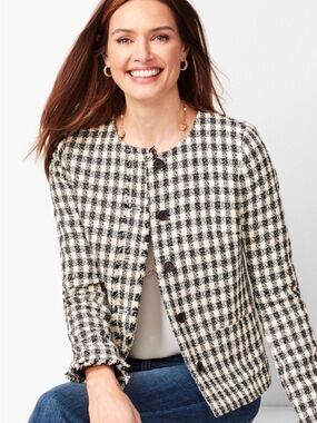 Talbots Black & White gingham tweed Jacket blazer